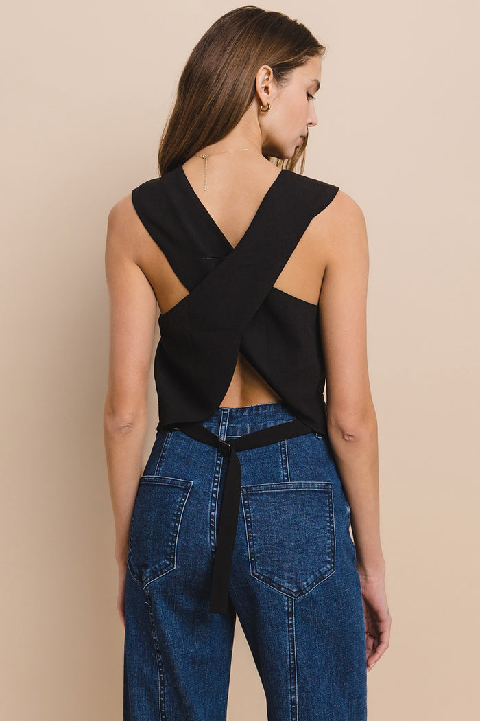 CRISS CROSS BACK DETAILED TAILORED VEST W6443JIA