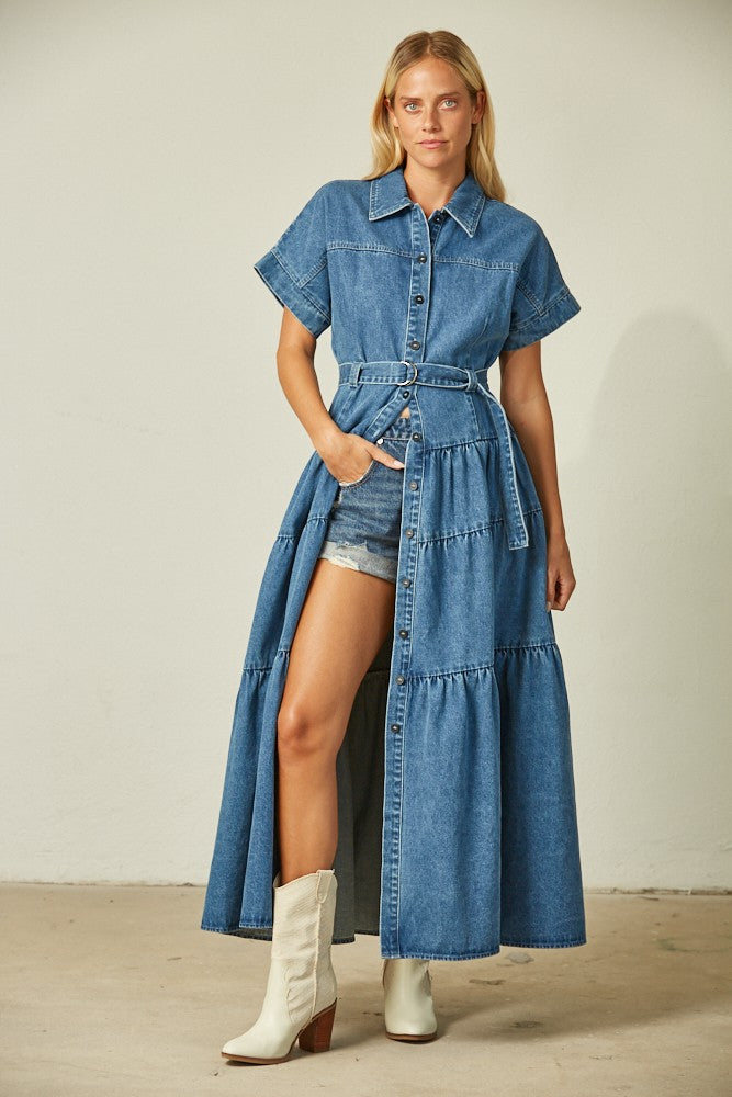 woolworths denim dresses Half Placket Denim Dress