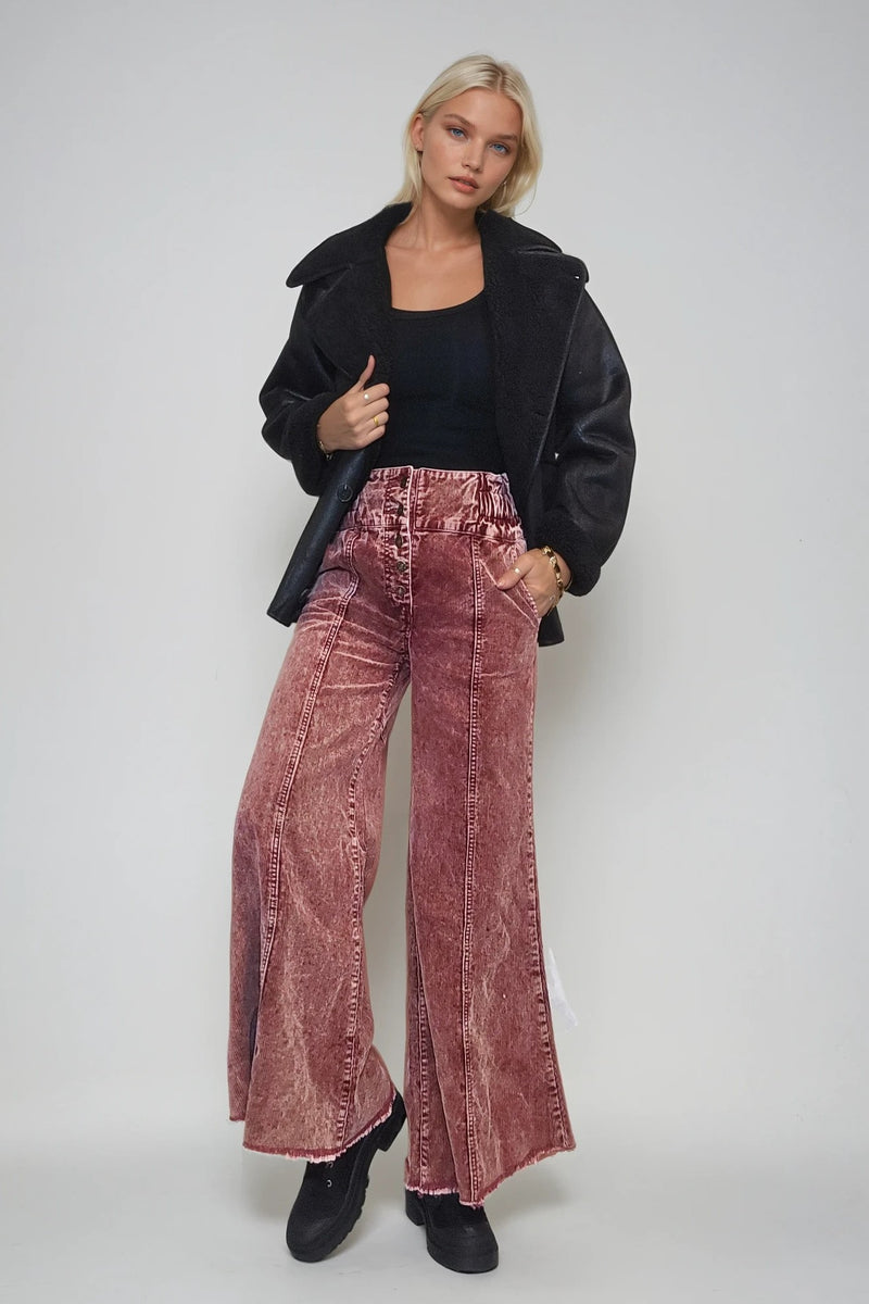 DISTRESSED CORDUROY CULOTTE PANTS W2027PIA