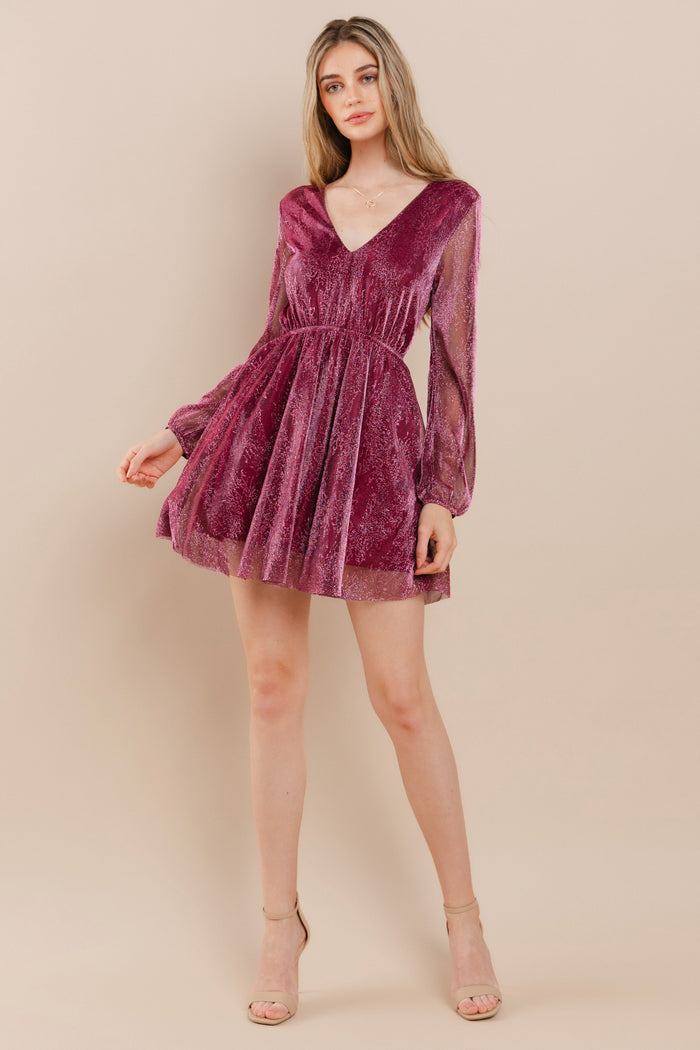 MINI VNECK LONG SLEVEE DRESS W3224DA