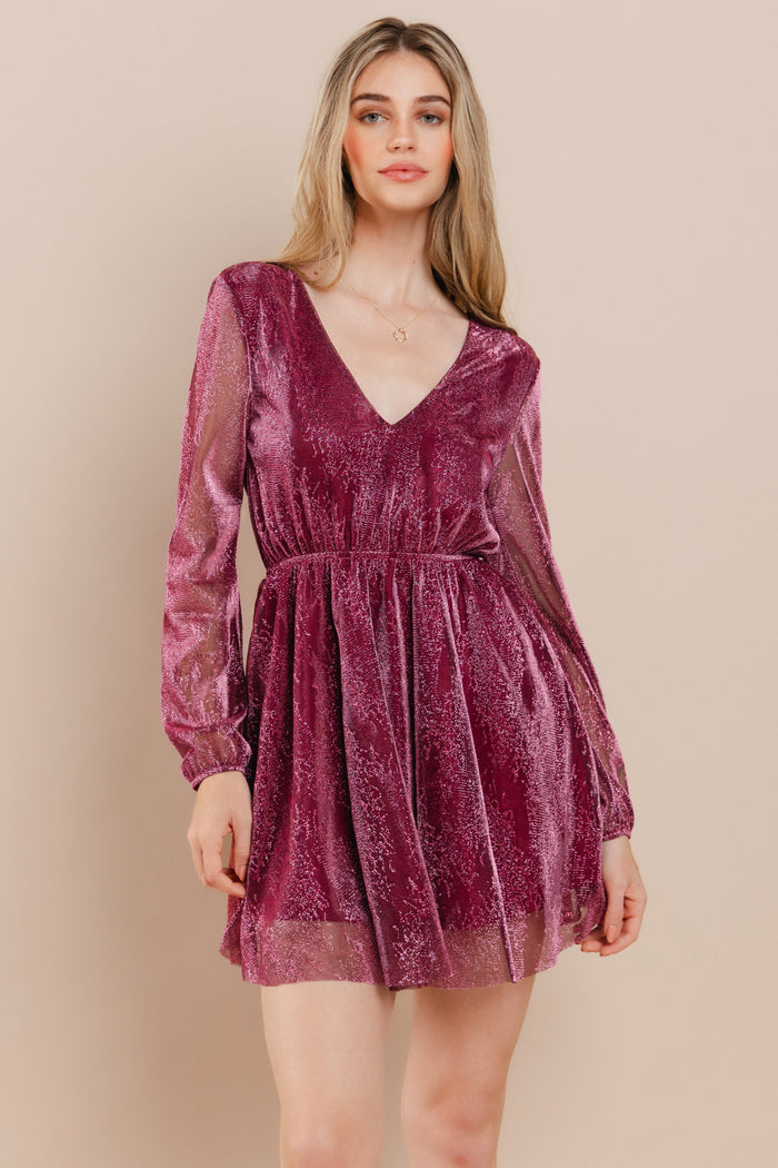 MINI VNECK LONG SLEVEE DRESS W3224DA
