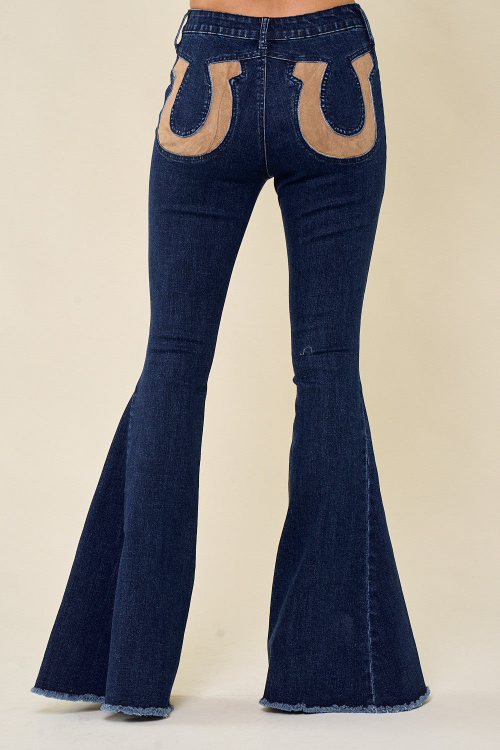 SUEDE HORSESHOE DETAIL FLARED PANTS W2450PIA