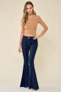 SUEDE HORSESHOE DETAIL FLARED PANTS W2450PIA
