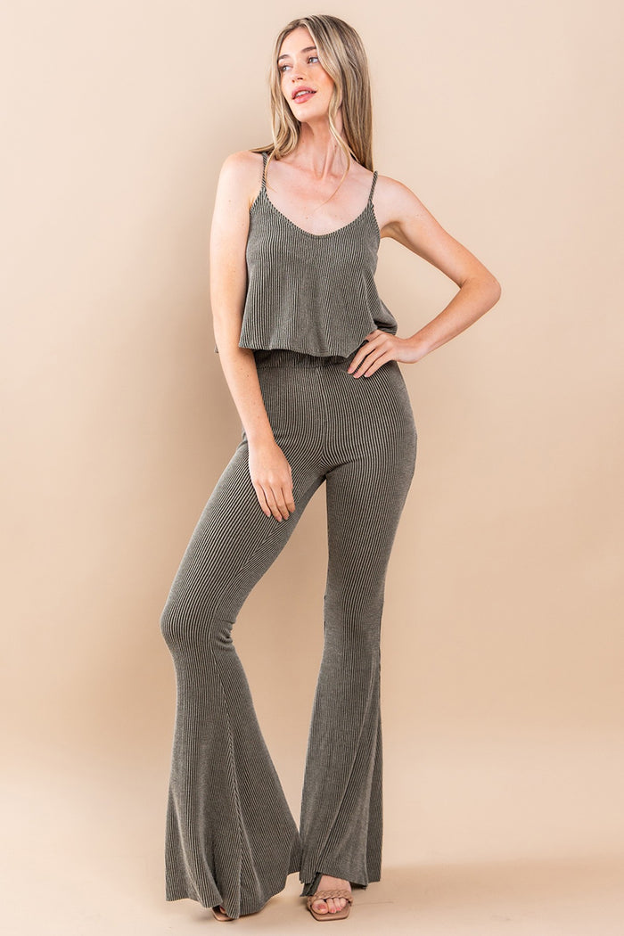 RIBBED KNIT FLARE PANTS W2300PAC