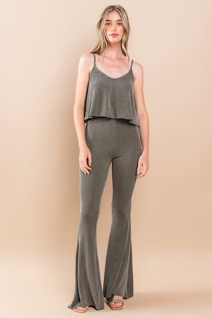 RIBBED KNIT FLARE PANTS W2300PAC