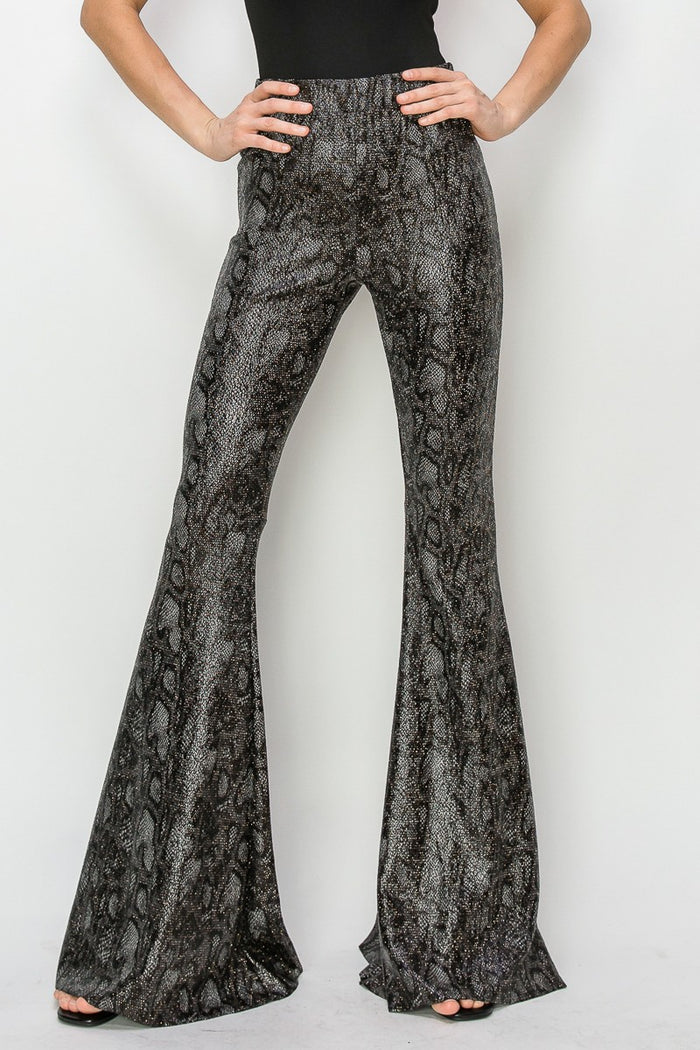 PYTHON GOLD FOIL BELLBOTTOM KNIT PANTS WESTERN W2300PAD