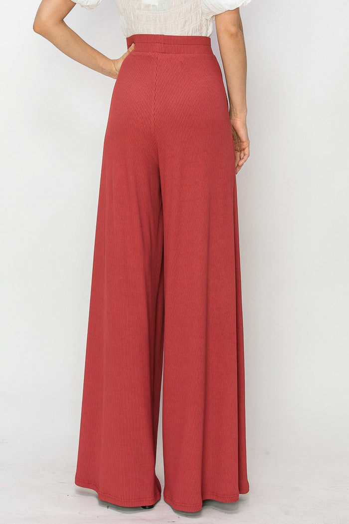 RIBBED PALAZZO WITH POCKETS W2308PIA