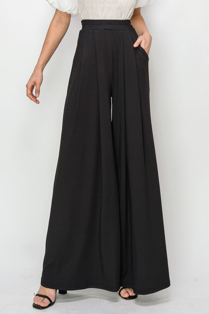 RIBBED PALAZZO WITH POCKETS W2308PIA