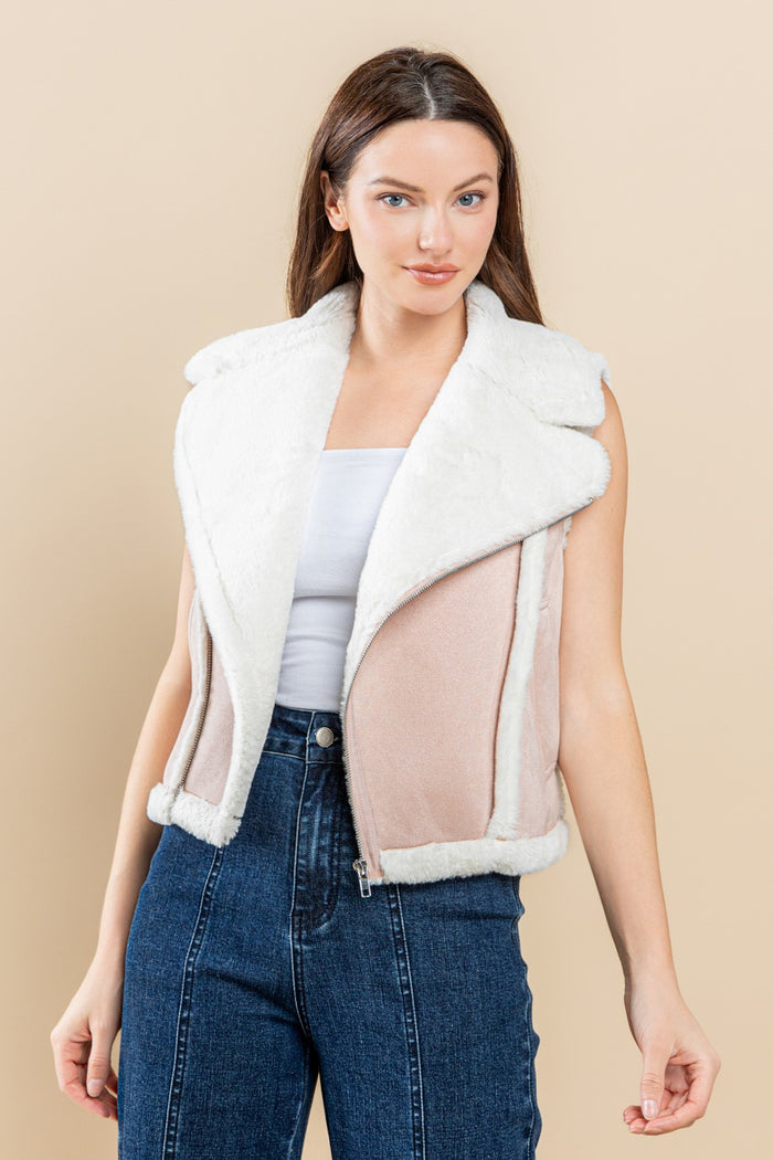 CONTRAST SHEARLING VEST W6433JIA