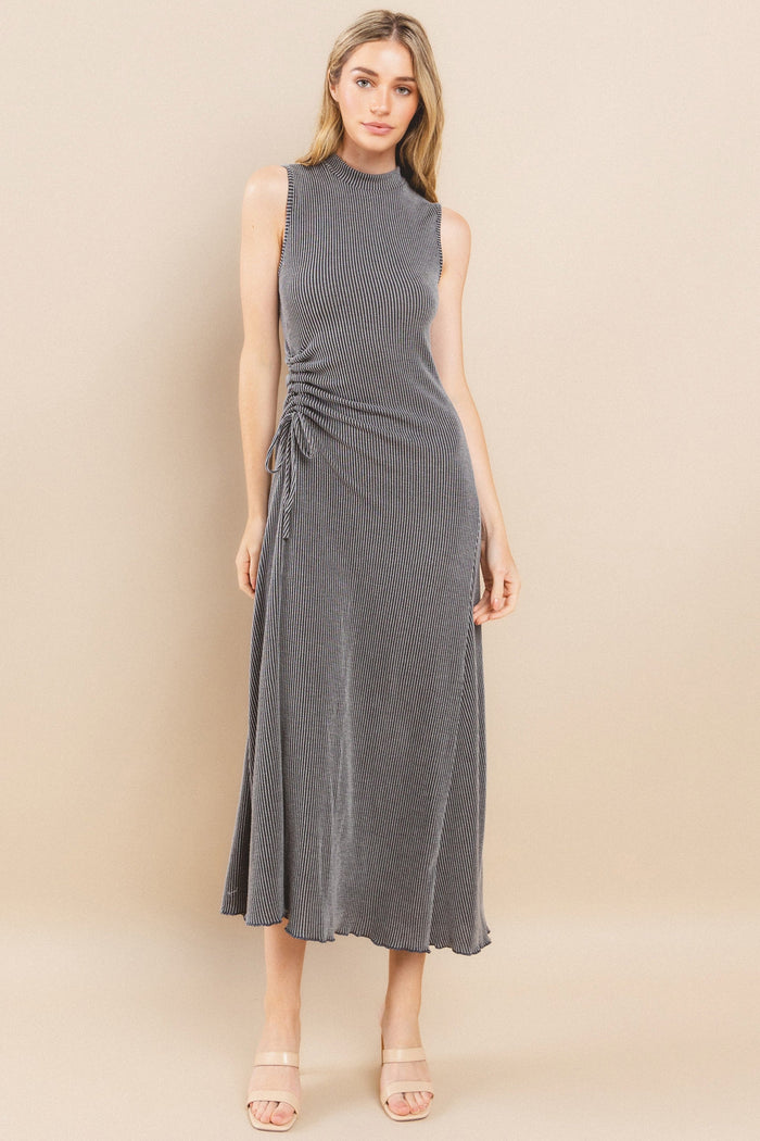 RIBBED MOCK NET KNIT MAXI DRESS W3225DA