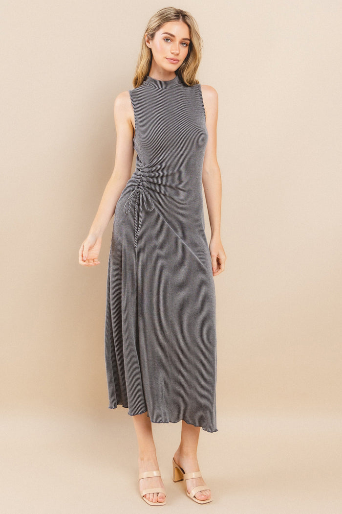 RIBBED MOCK NET KNIT MAXI DRESS W3225DA