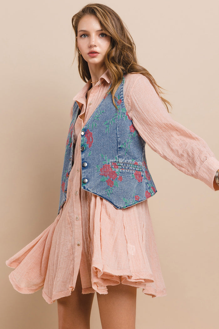 GAUZE WIDE SWEEP PANELED SHIRTING W3333DIA