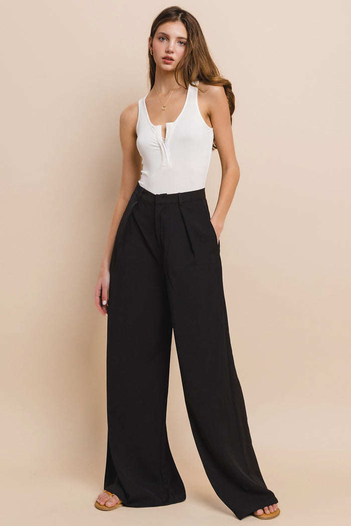FLOWY WIDE LEG LINEN TROUSER PANTS W2315PIB
