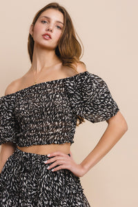 PRINTED CHIFFON TOP & SKIRT SET W7003CA