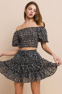 PRINTED CHIFFON TOP & SKIRT SET W7003CA