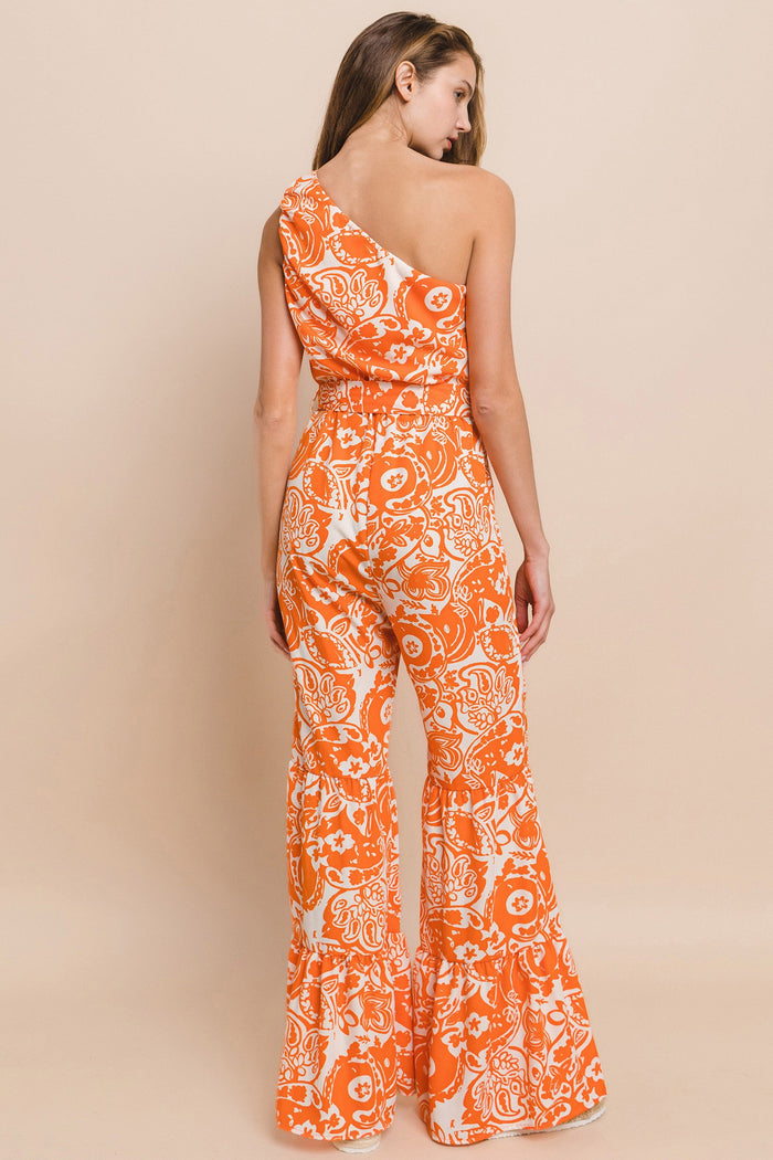 ONE SHOULDER PRINTED JUMPSUIT - W4339B