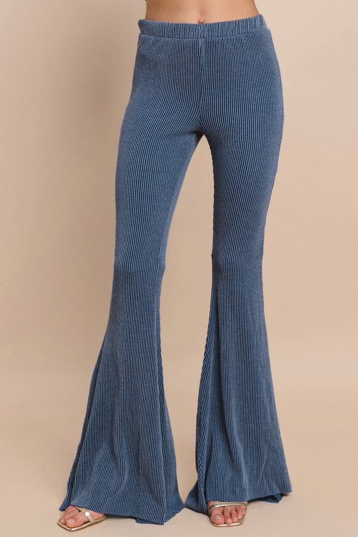 RIBBED KNIT FLARE PANTS W2300PAC