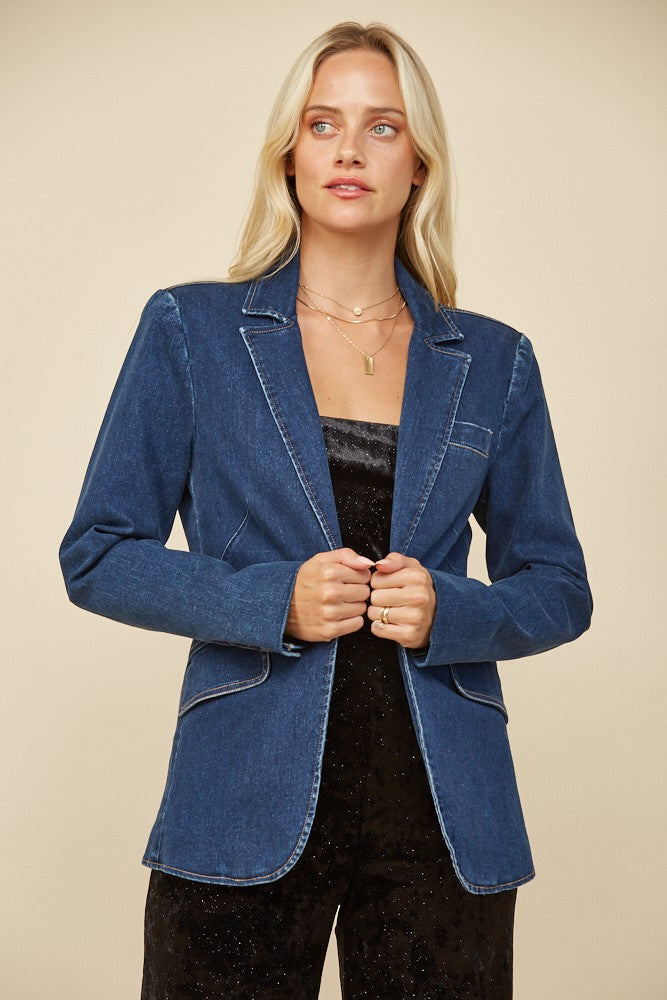 PREMIUM STRUCTURED LINED DENIM BLAZER W6440JIA