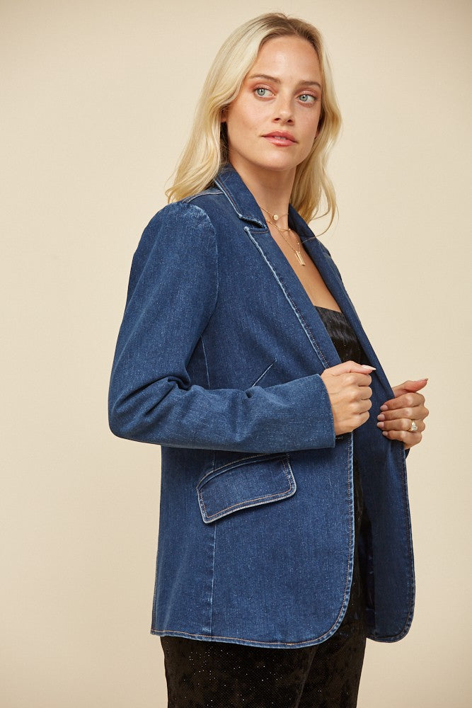 PREMIUM STRUCTURED LINED DENIM BLAZER W6440JIA