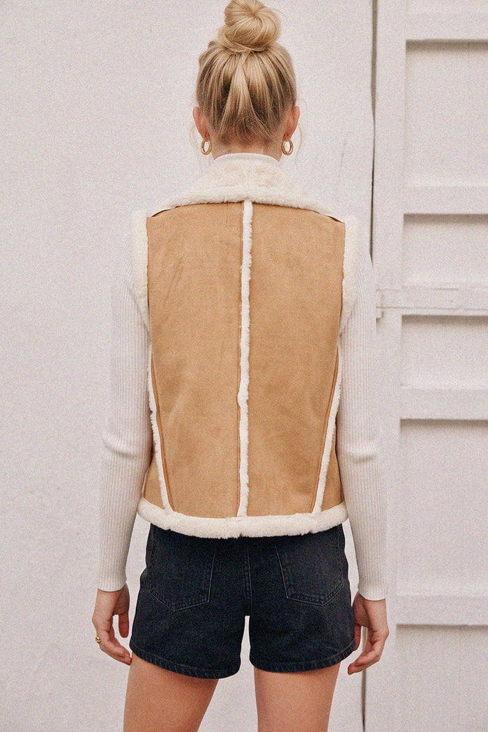 CONTRAST SHEARLING VEST W6433JIA