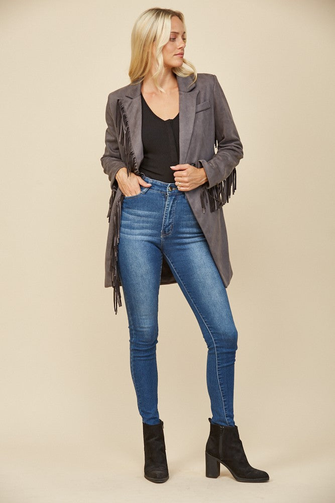 FRINGED SUEDE BLAZER W2123JIA