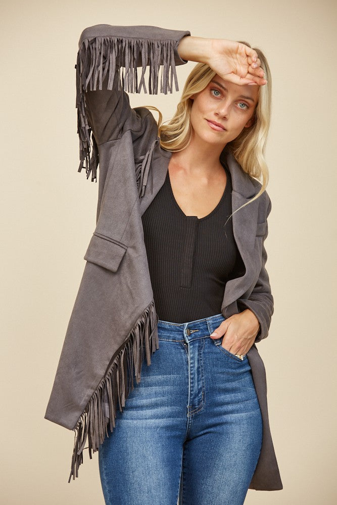 FRINGED SUEDE BLAZER W2123JIA
