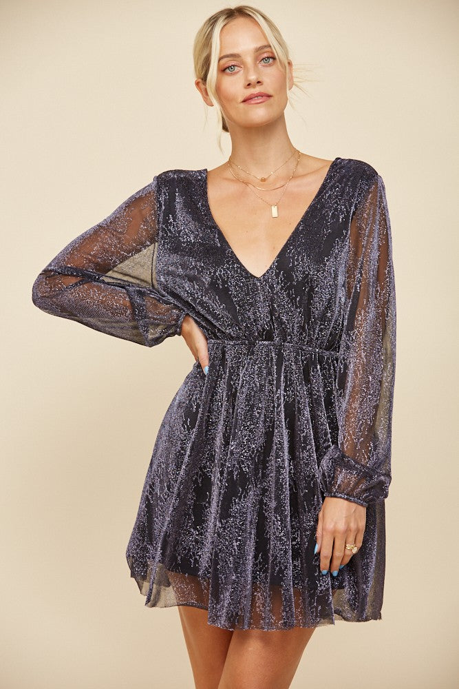 MINI VNECK LONG SLEVEE DRESS W3224DA