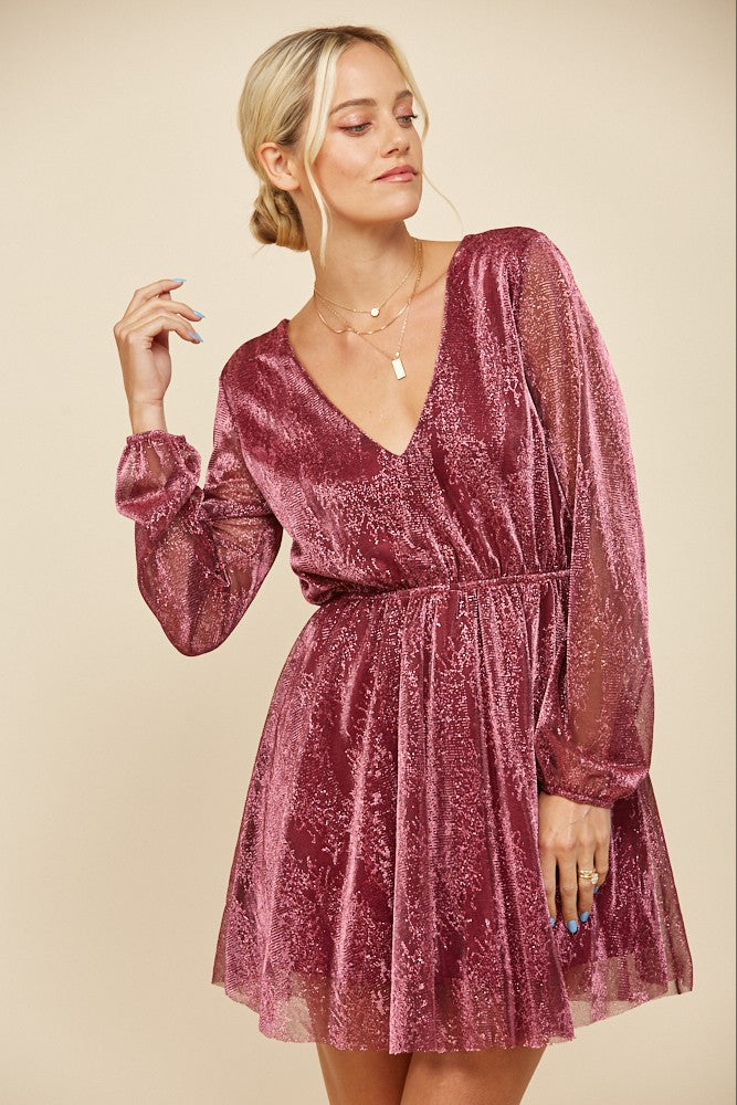 MINI VNECK LONG SLEVEE DRESS W3224DA