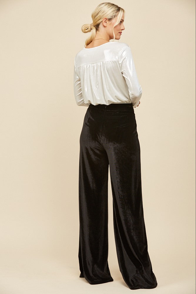 VELVET PALAZZO TROUSER PANTS W2422PIA
