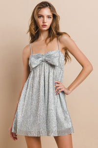 RIBBON BOW FRONT DETAIL MINI DRESS W3228DA