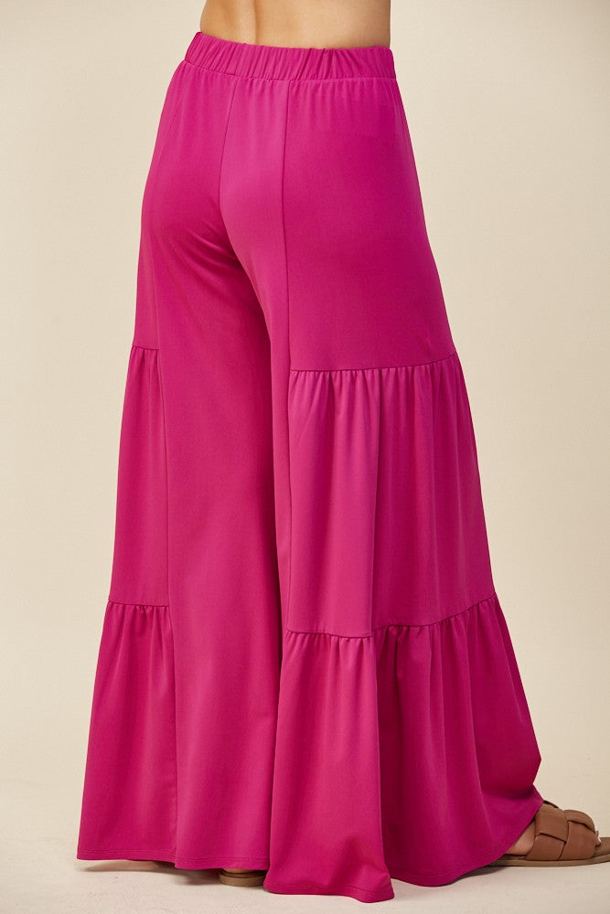 TIERED STRETCHTY YOGA PALAZZO PANTS W2421PD