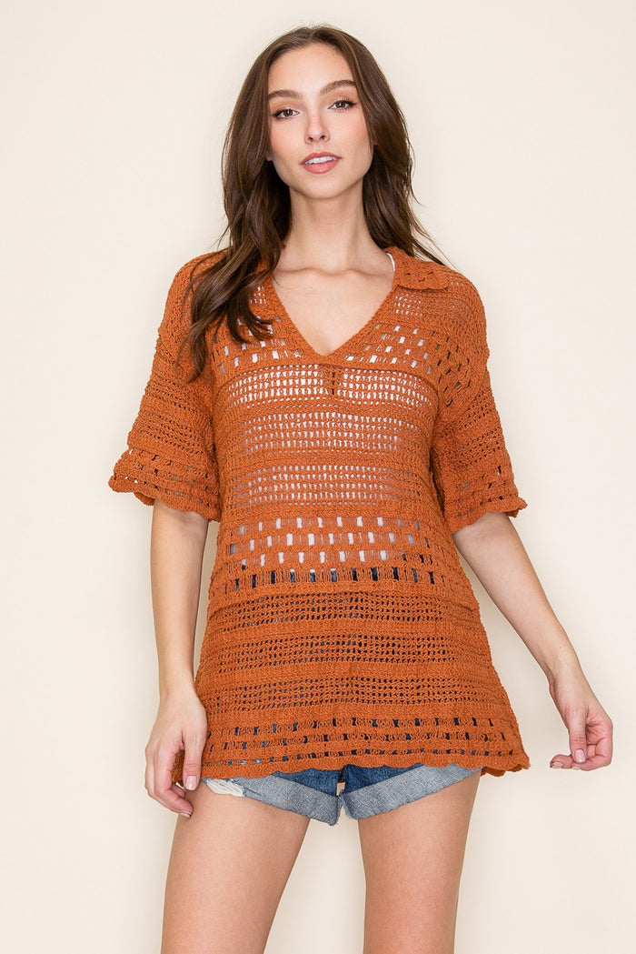 CROCHET TUNIC TOP W1534TIA