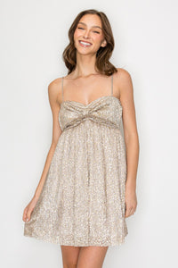 RIBBON BOW FRONT DETAIL MINI DRESS W3228DA