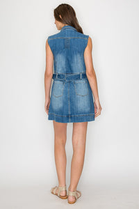 SLEEVELESS MINI DENIM DRESS W3157DIA