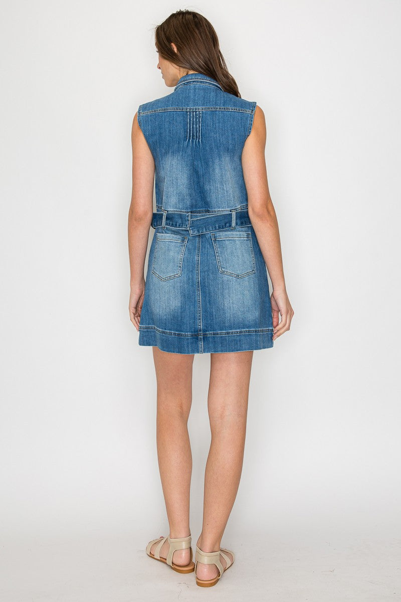 SLEEVELESS MINI DENIM DRESS W3157DIA