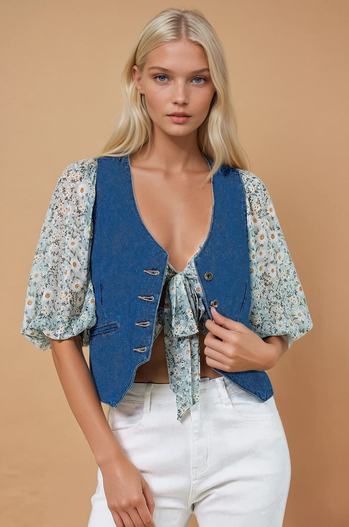 STRUCTURED DENIM VEST W6318JIA