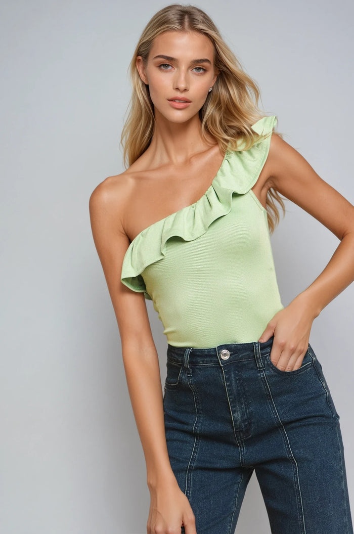 RUFFLED ASYMMETRICAL BODYSUIT W4343RA
