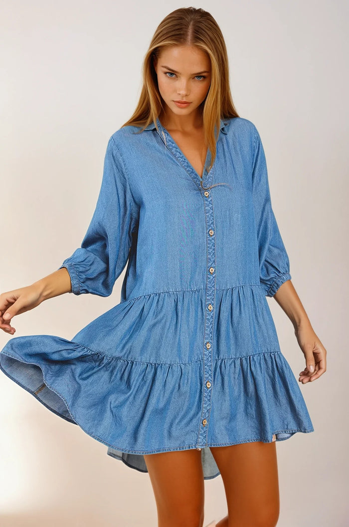 TENCEL BABYDOLL SHIRT DRESS W3126DIA