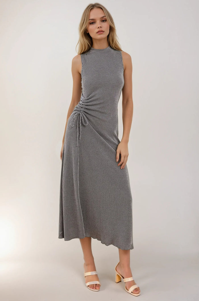 RIBBED MOCK NET KNIT MAXI DRESS W3225DA
