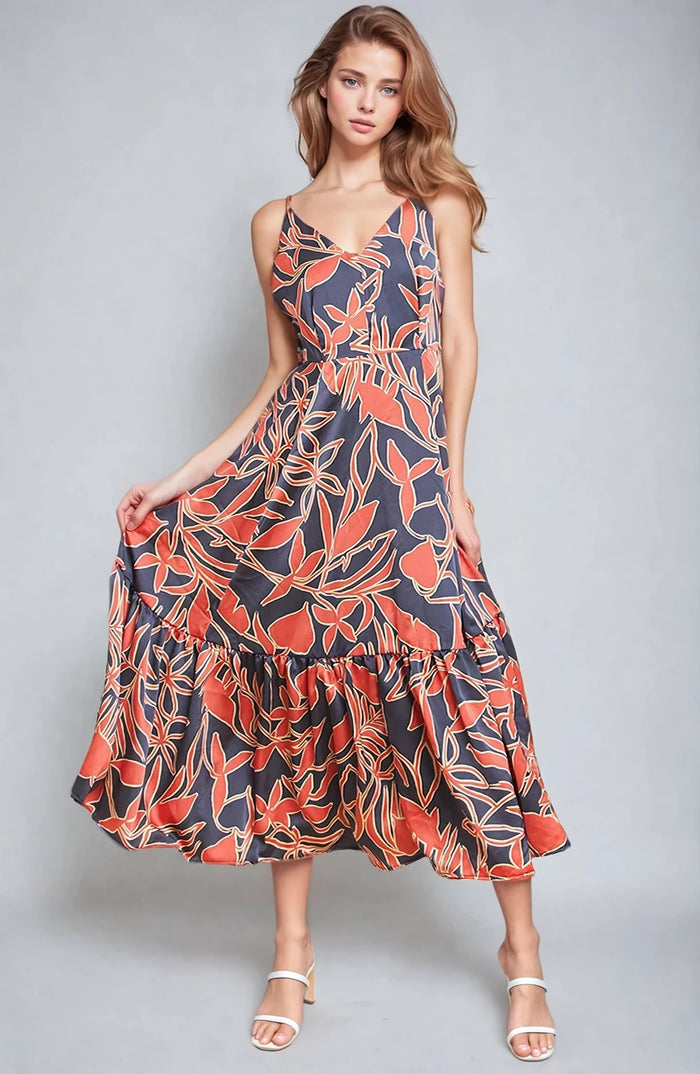 FLORAL MIDI DRESS W3073DC