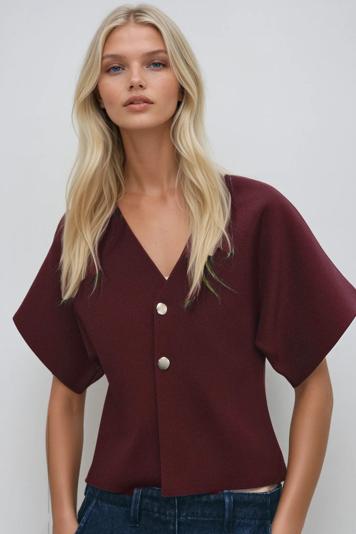 SHORT SLEEVED FINE KNIT CARDI WITH GOLD BUTTONS W1558TIA