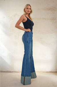 PREMIUM MID RISE CUFFED FULL LENGTH JEANS W2442PIA