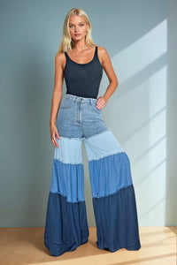 MULTI TIERED WIDE LEG PALAZZO JEANS W2437PIA