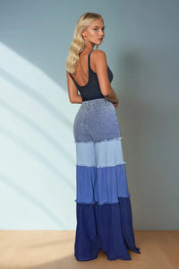 MULTI TIERED WIDE LEG PALAZZO JEANS W2437PIA