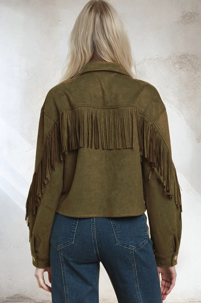 FRINGED SUEDE SHIRT JACKET W6316JIA