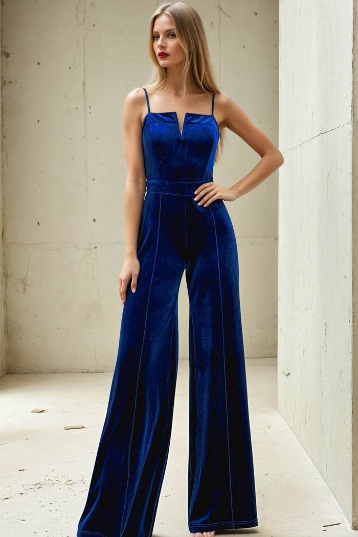 STRUCTURED V-TRIM VELVET JUMPSUIT W4360RIA