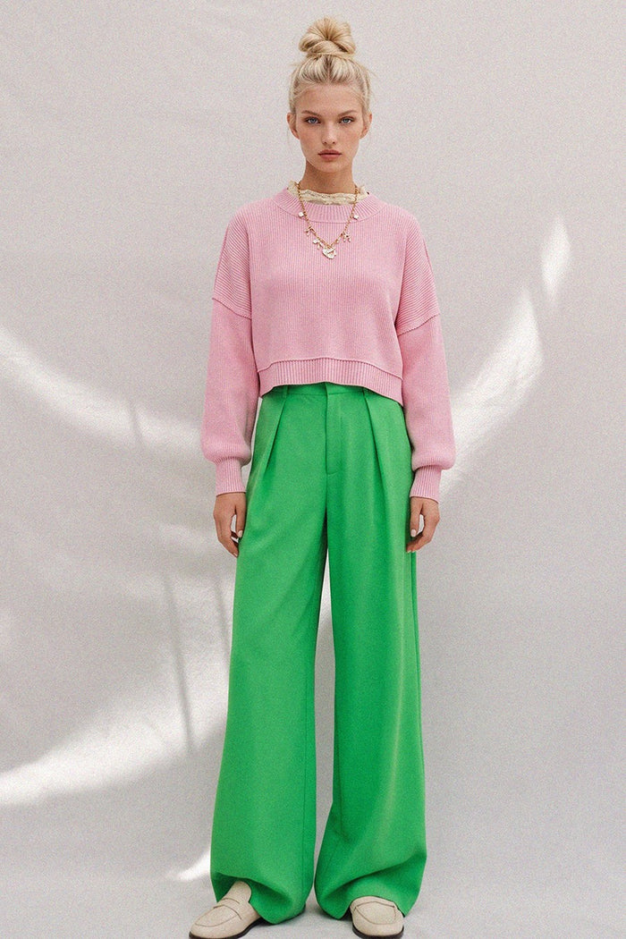 FLOWY WIDE LEG LINEN TROUSER PANTS W2315PIB