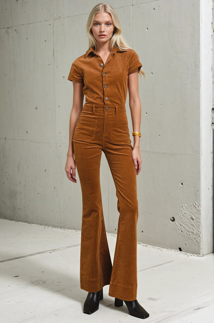 BOHO STRUCTURED CORDUROY JUMPSUIT W4330RIC