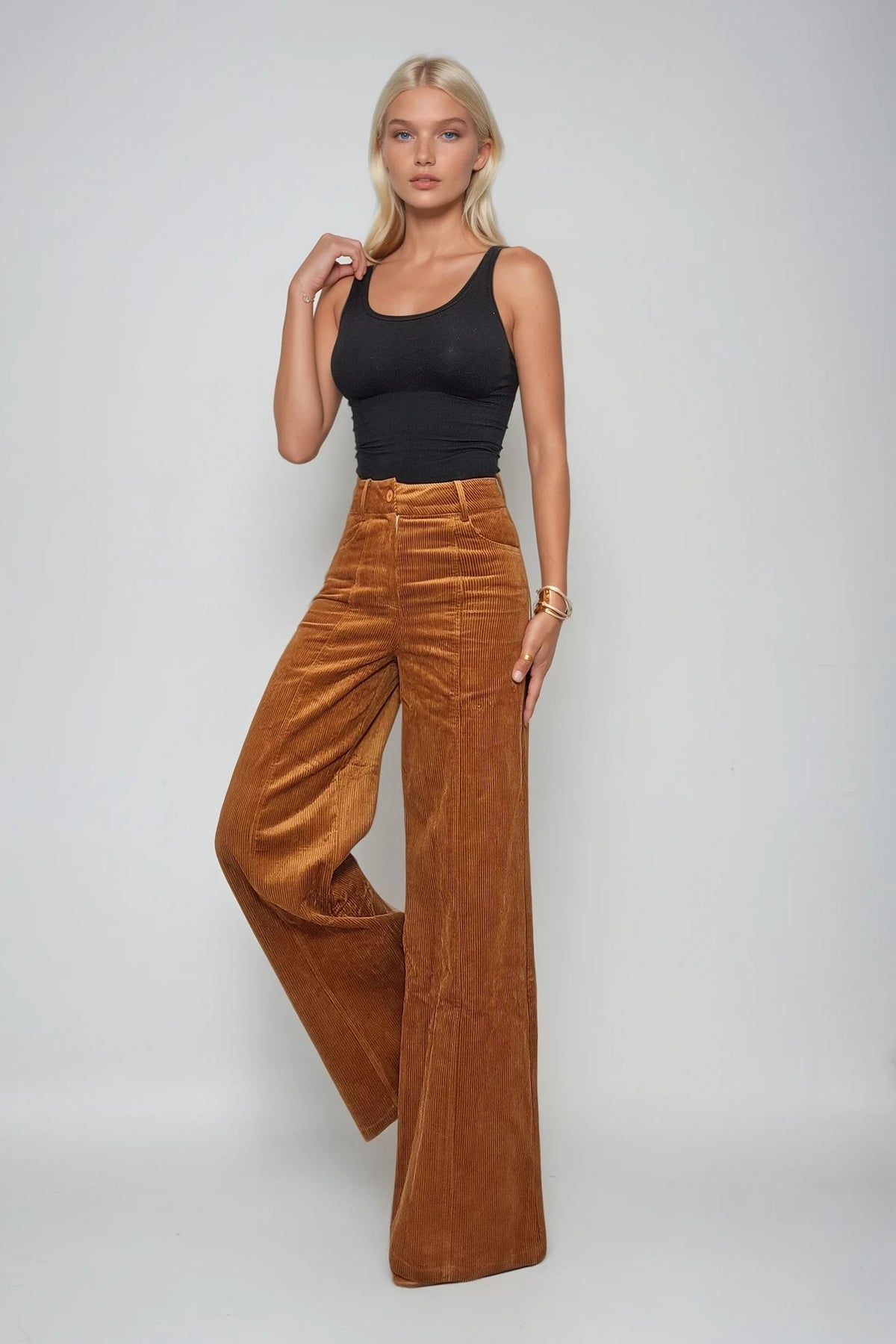 CORDUROY WIDE LEG PANTS W2472PID