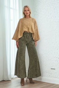 DISTRESSED CORDUROY CULOTTE PANTS W2027PIA